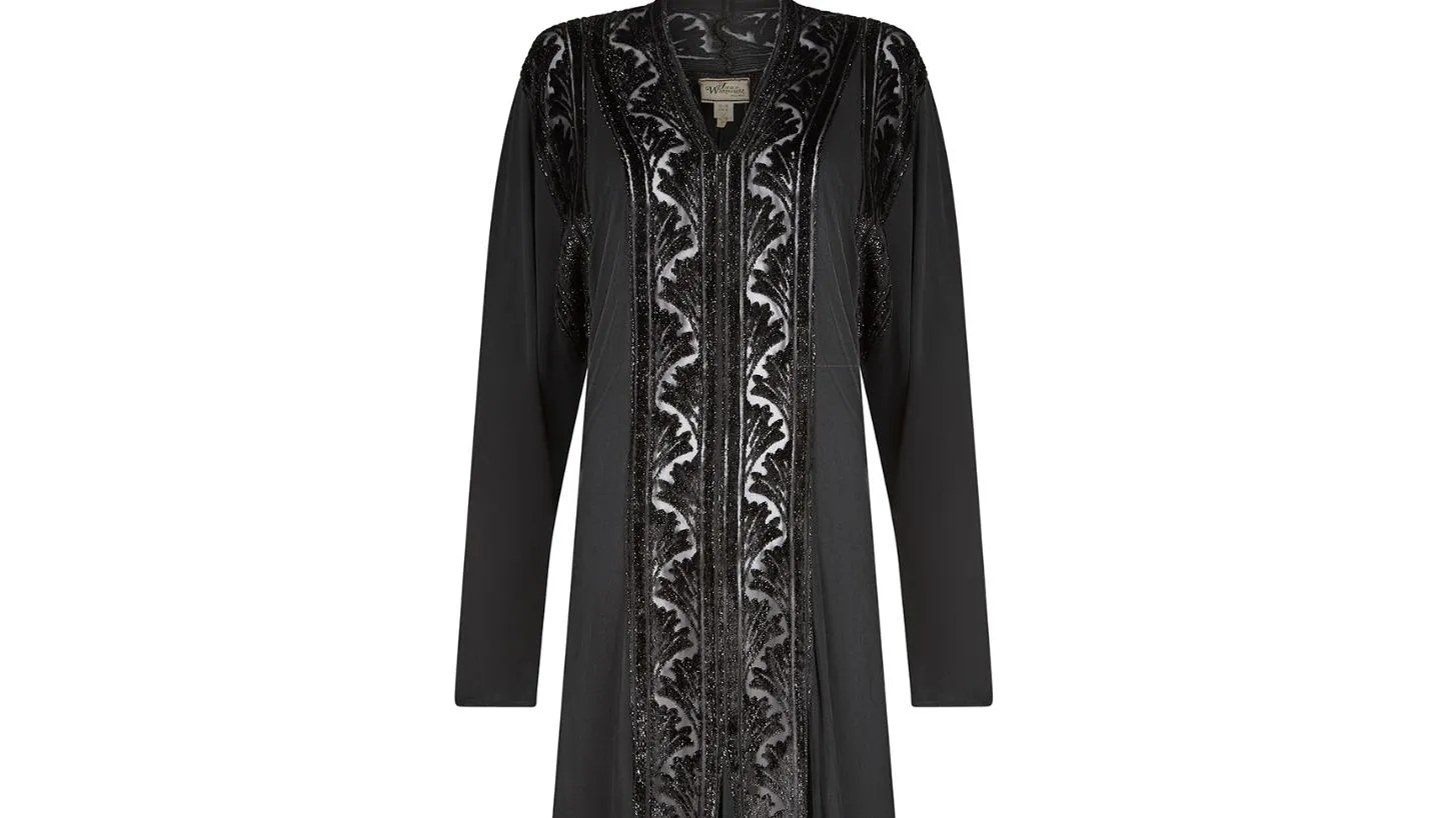 1970s Janice Wainwright Jersey and Burnout Velvet Flapper Dress