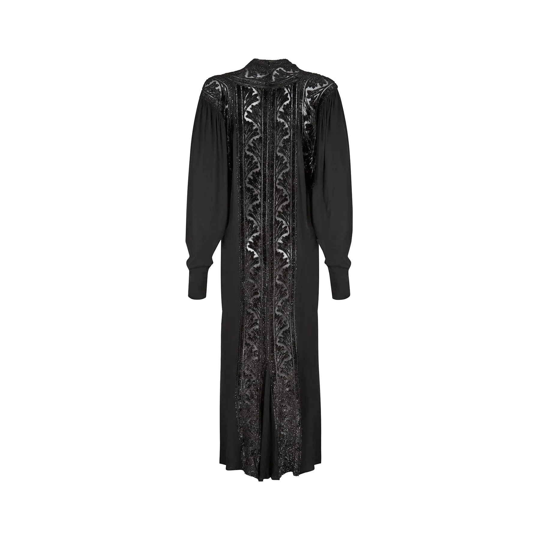 1970s Janice Wainwright Jersey and Burnout Velvet Flapper Dress
