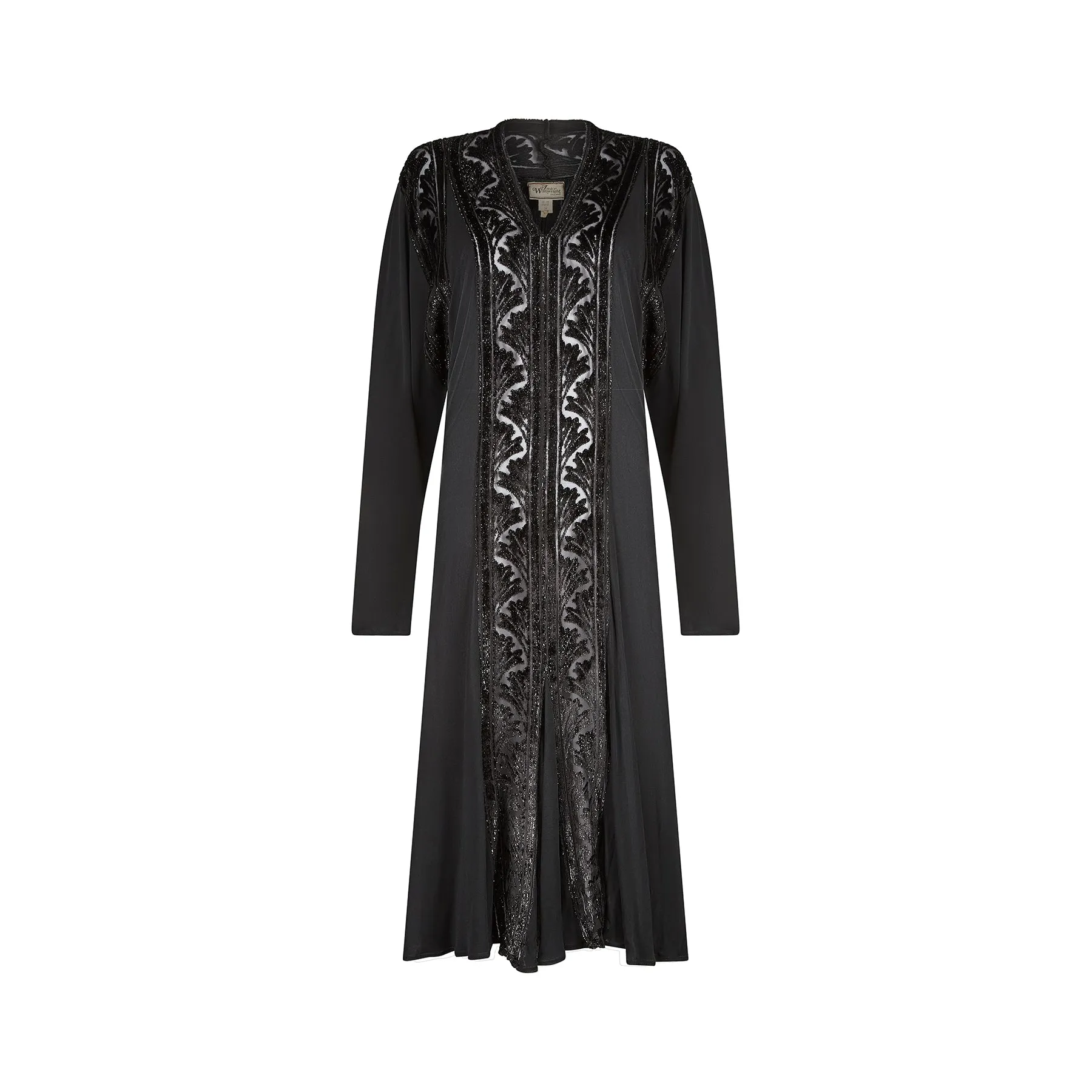 1970s Janice Wainwright Jersey and Burnout Velvet Flapper Dress