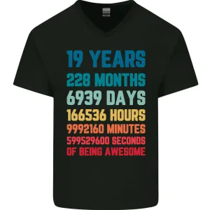 19th Birthday 19 Year Old Mens V-Neck Cotton T-Shirt