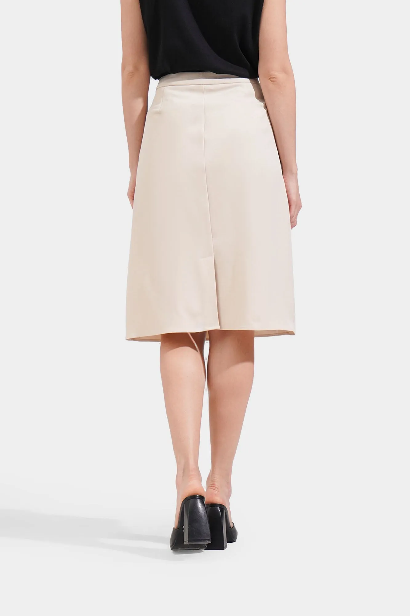 A-Line Pleated Midi Skirt