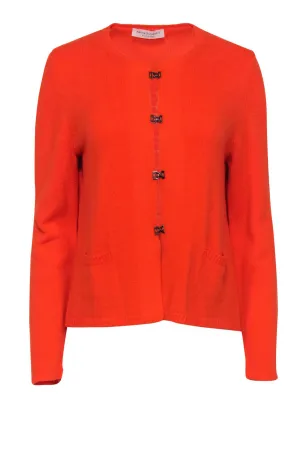 Amina Rubinacci - Bright Orange Knit Clasped Sweater Sz 8