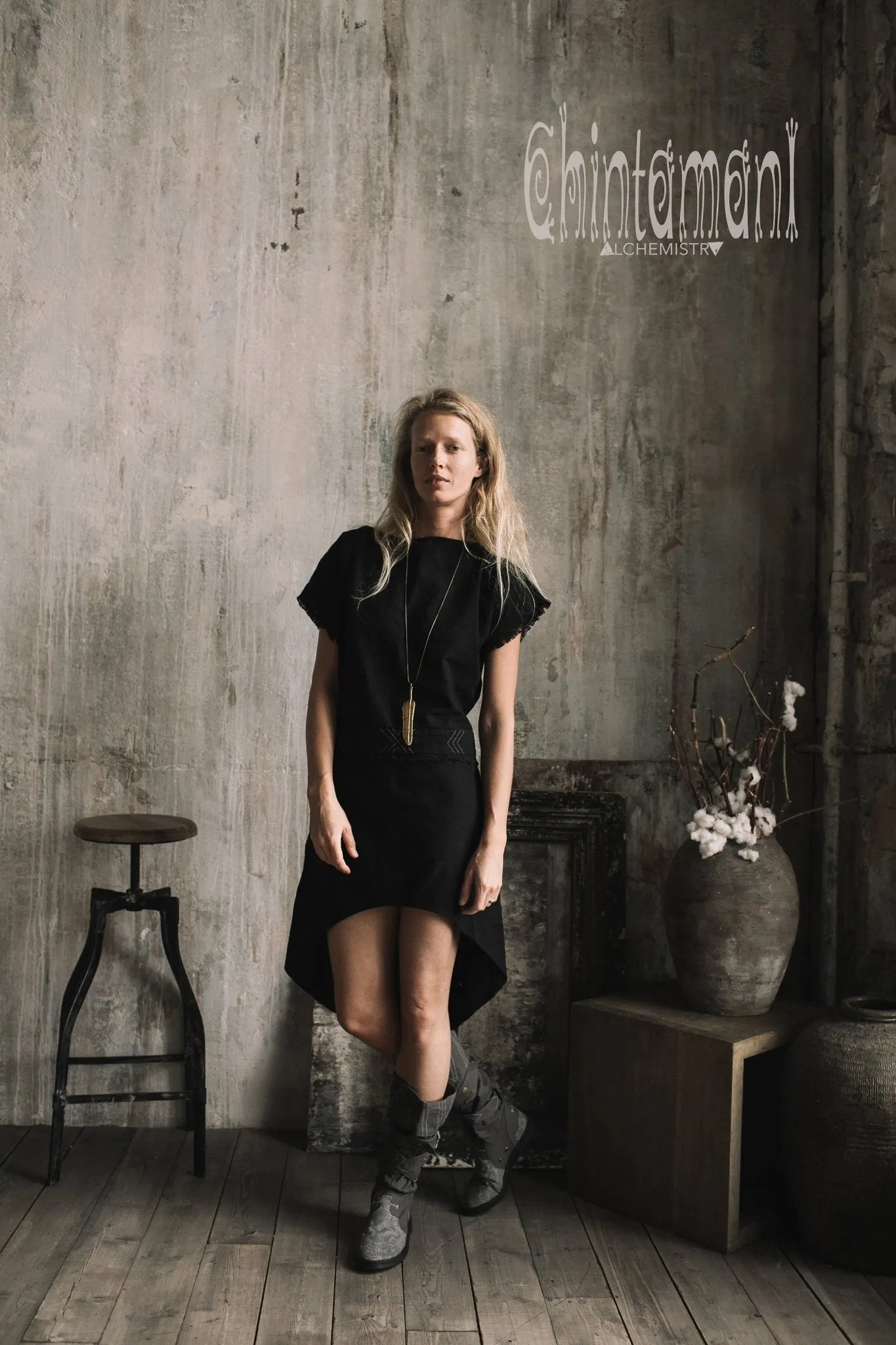 Assymetric Midi Dress / Black