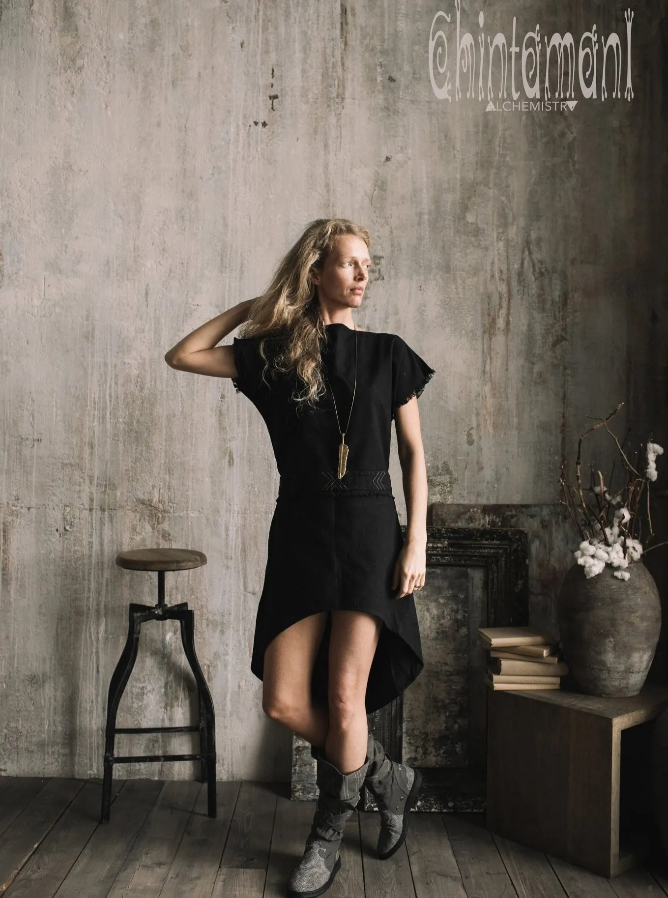 Assymetric Midi Dress / Black