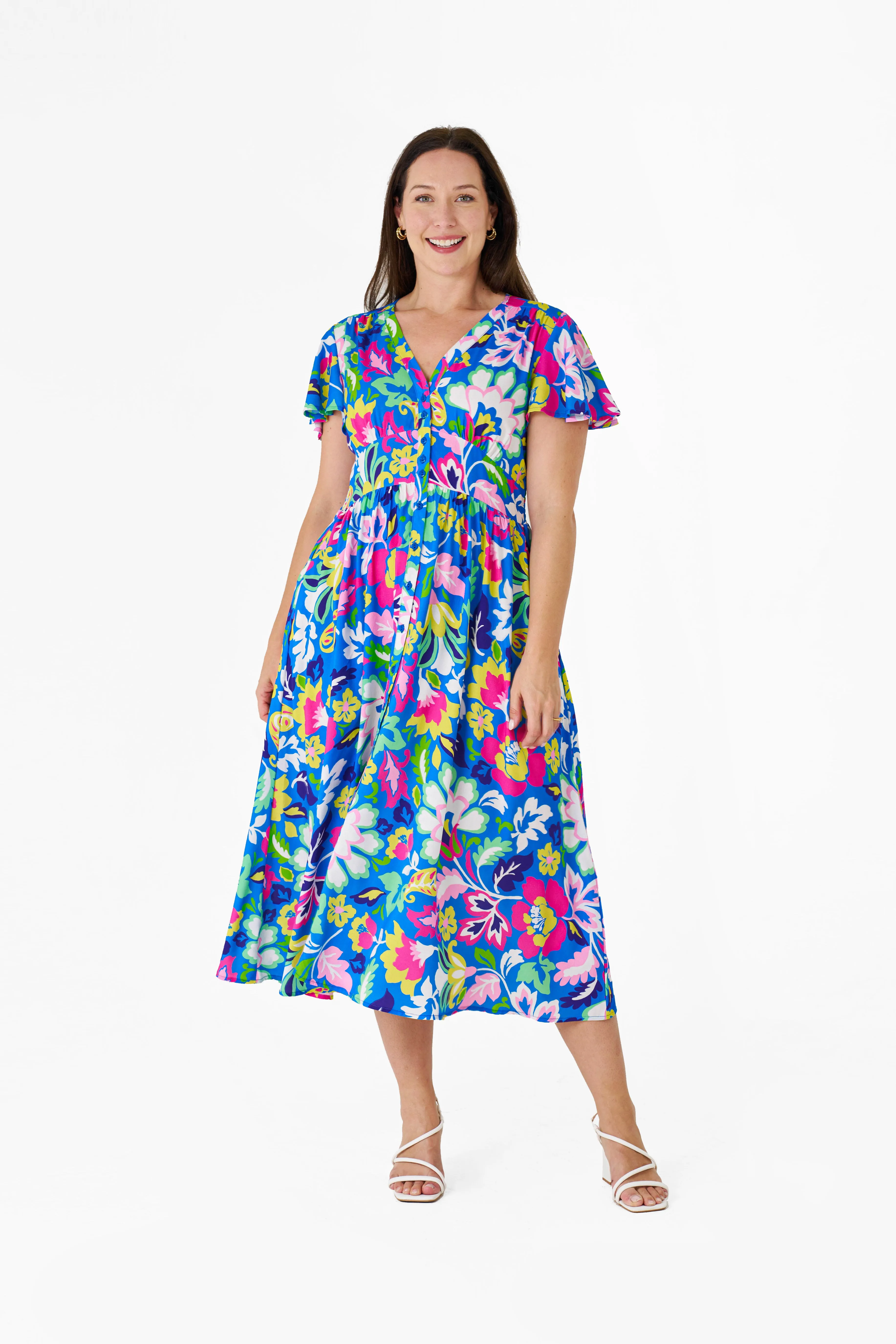 Barrera Midi Dress - Blue Floral Exclusive Print