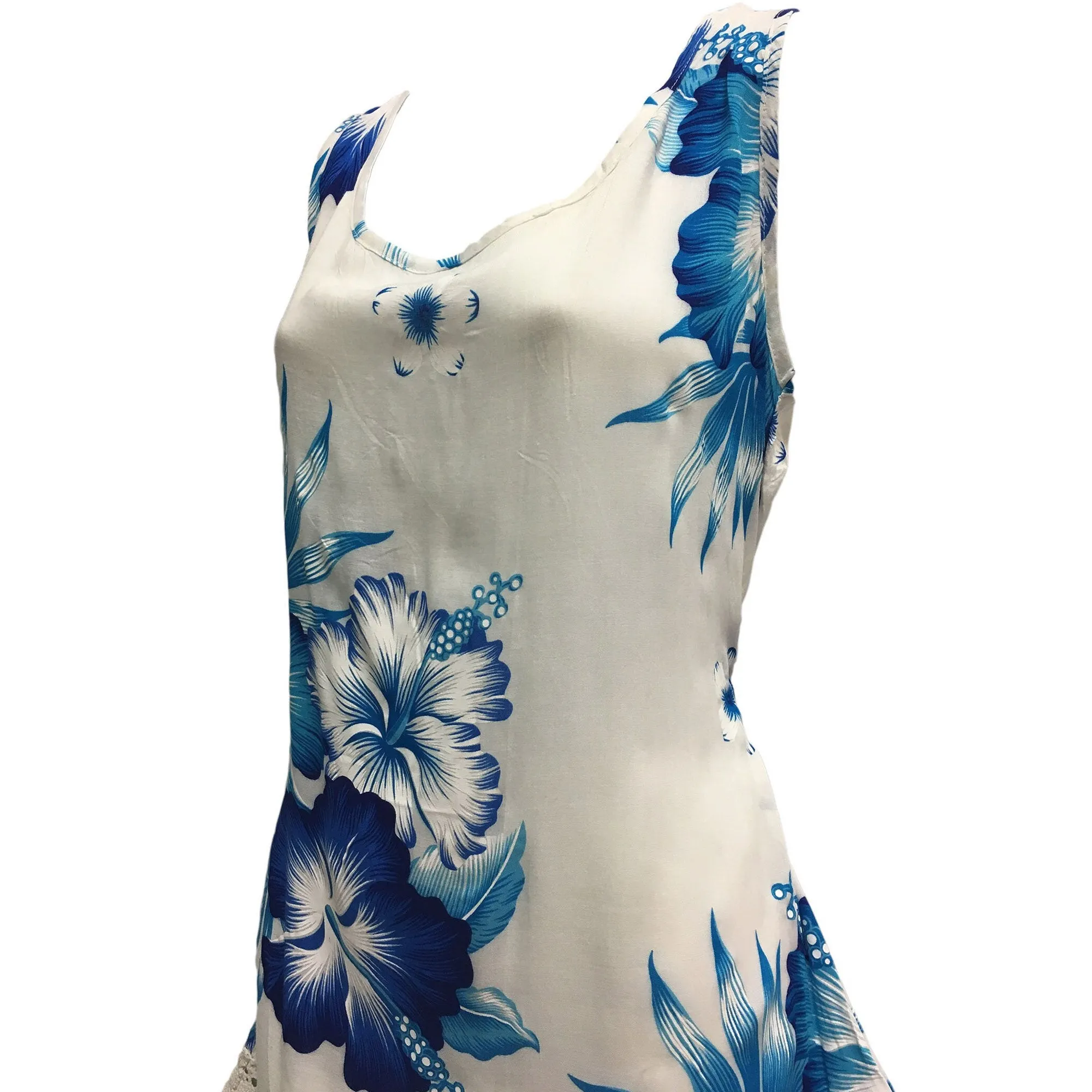 Boho White Bright Floral Ruffled A-Line Sleeveless Mini Dress Hula C Dress.Midi dress.