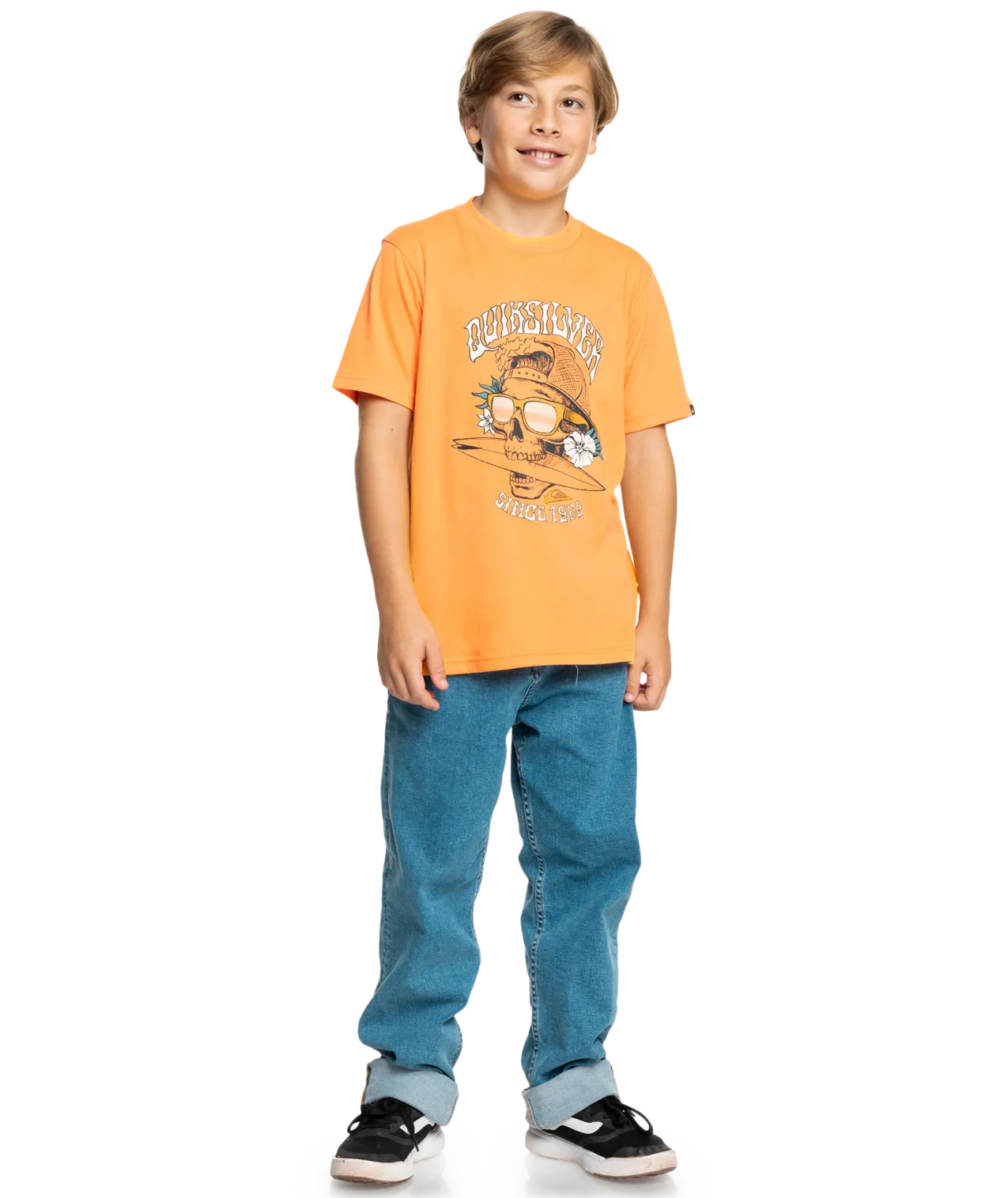 Boys Skull 69 T-Shirt in Blazing Orange