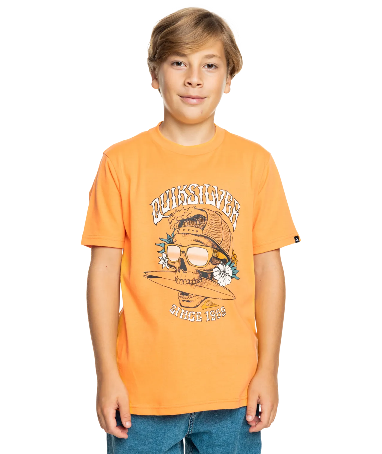 Boys Skull 69 T-Shirt in Blazing Orange