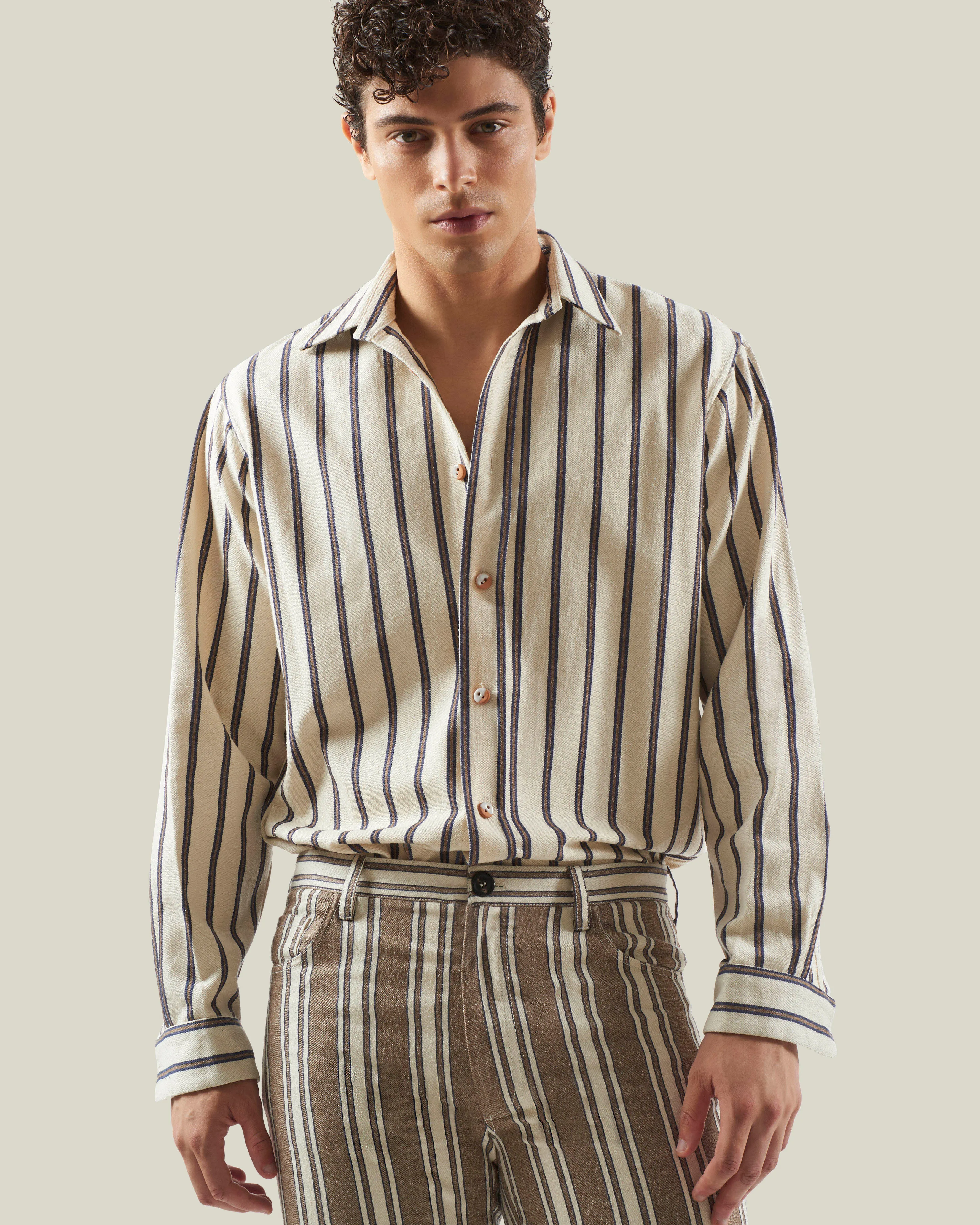 Carlucci Overshirt in Indigo & Ivory