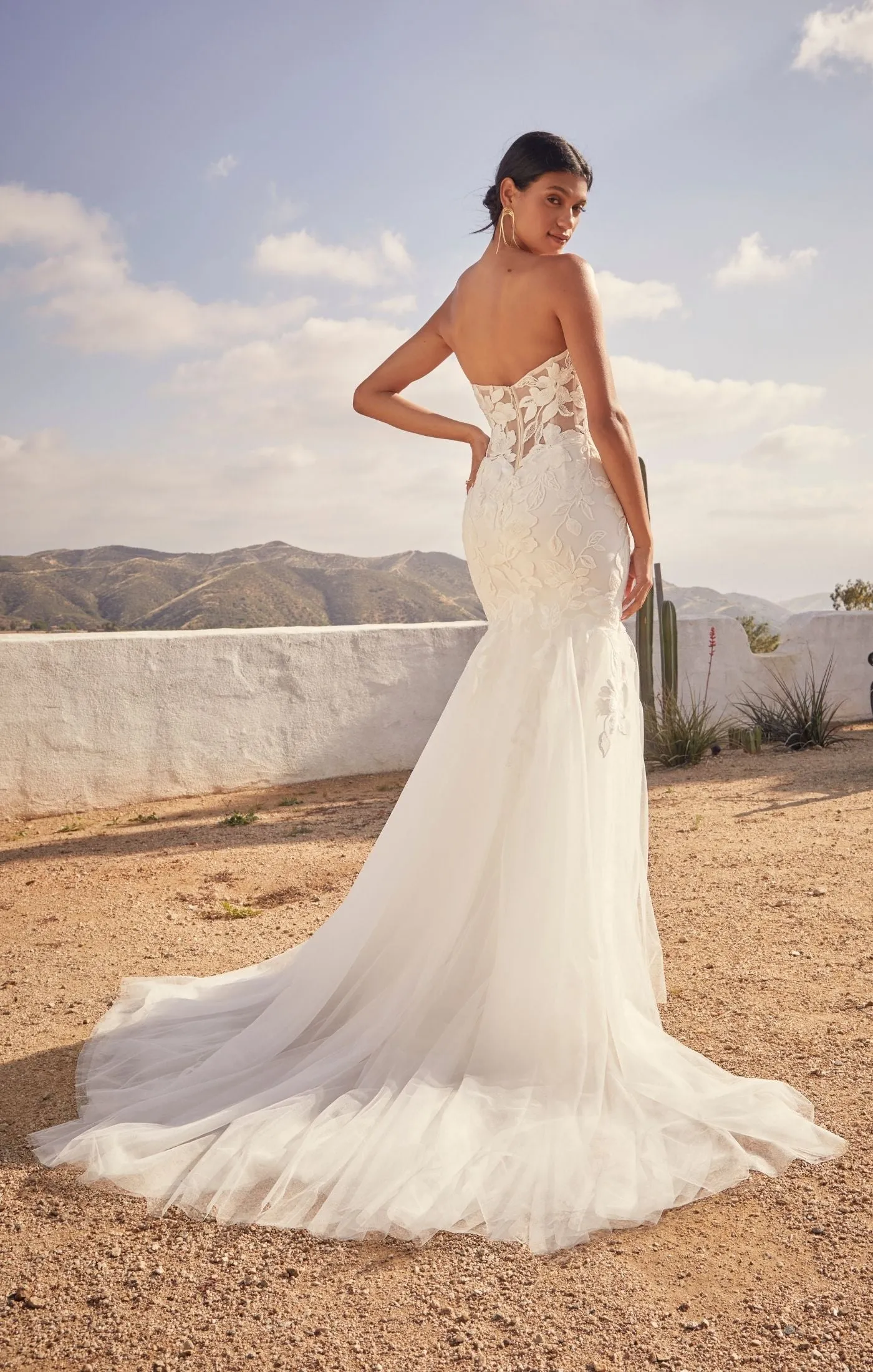 Casablanca Beloved BL432 Colt Mermaid Strapless Embroidered Sequin Floral Lace Deep V-Neck Wedding Gown
