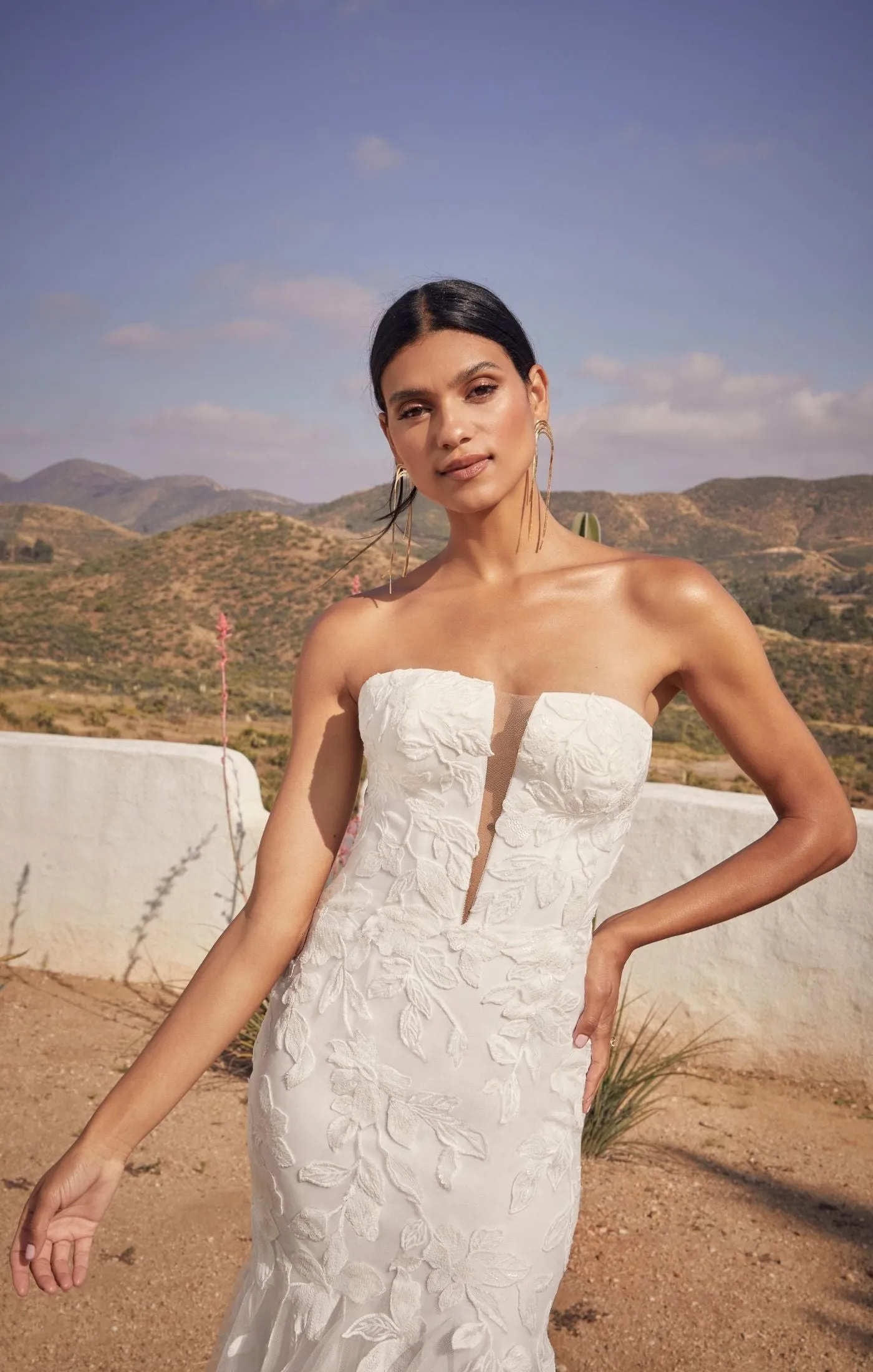 Casablanca Beloved BL432 Colt Mermaid Strapless Embroidered Sequin Floral Lace Deep V-Neck Wedding Gown