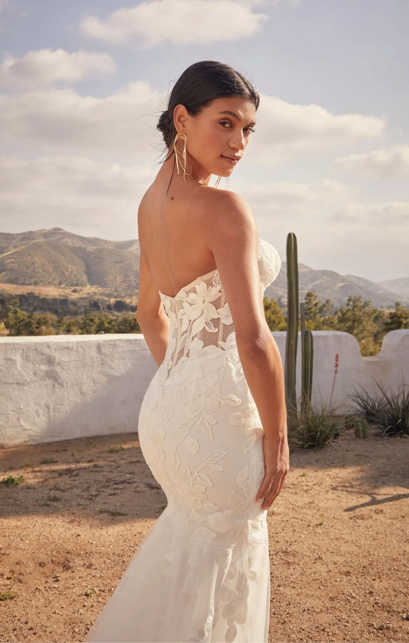 Casablanca Beloved BL432 Colt Mermaid Strapless Embroidered Sequin Floral Lace Deep V-Neck Wedding Gown