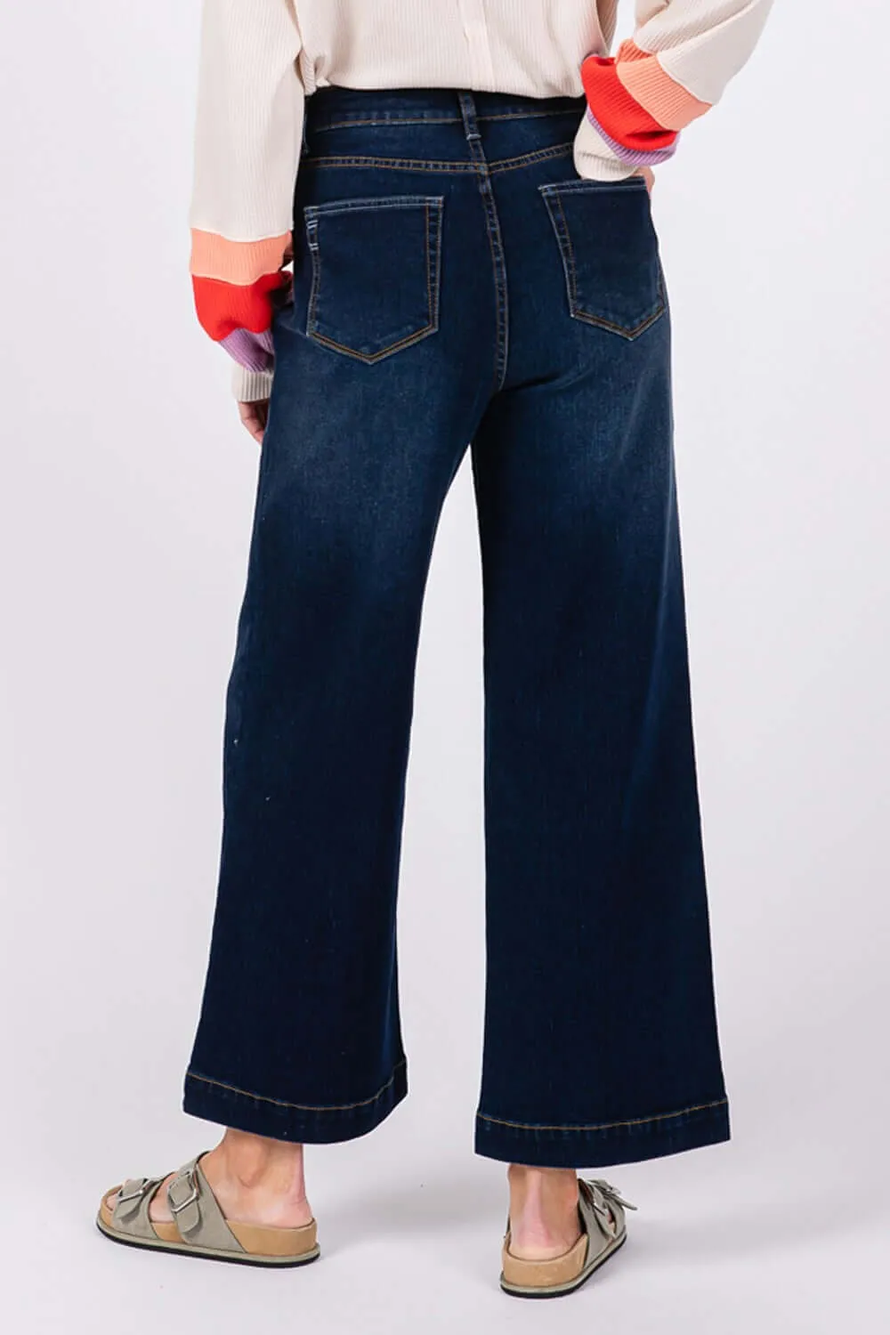 Chic Comfort in Denim Blue High Waist Wide Leg Jeans