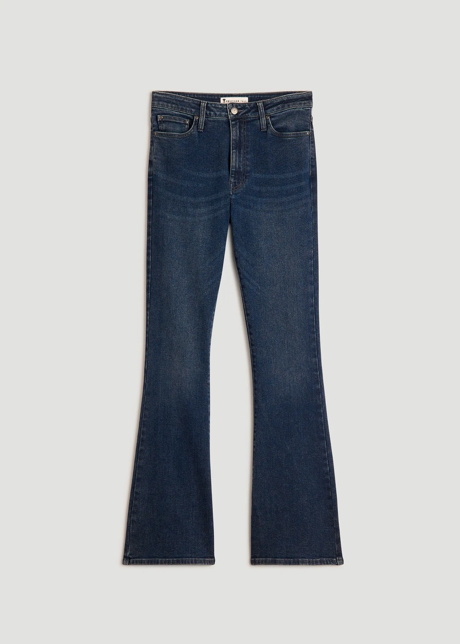 Chloe High Rise Flare Jeans for Tall Women in Faded Dark Indigo