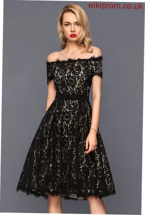 Cocktail Dresses Dress A-Line Charmeuse Lace Gracie Off-the-Shoulder Knee-Length Cocktail