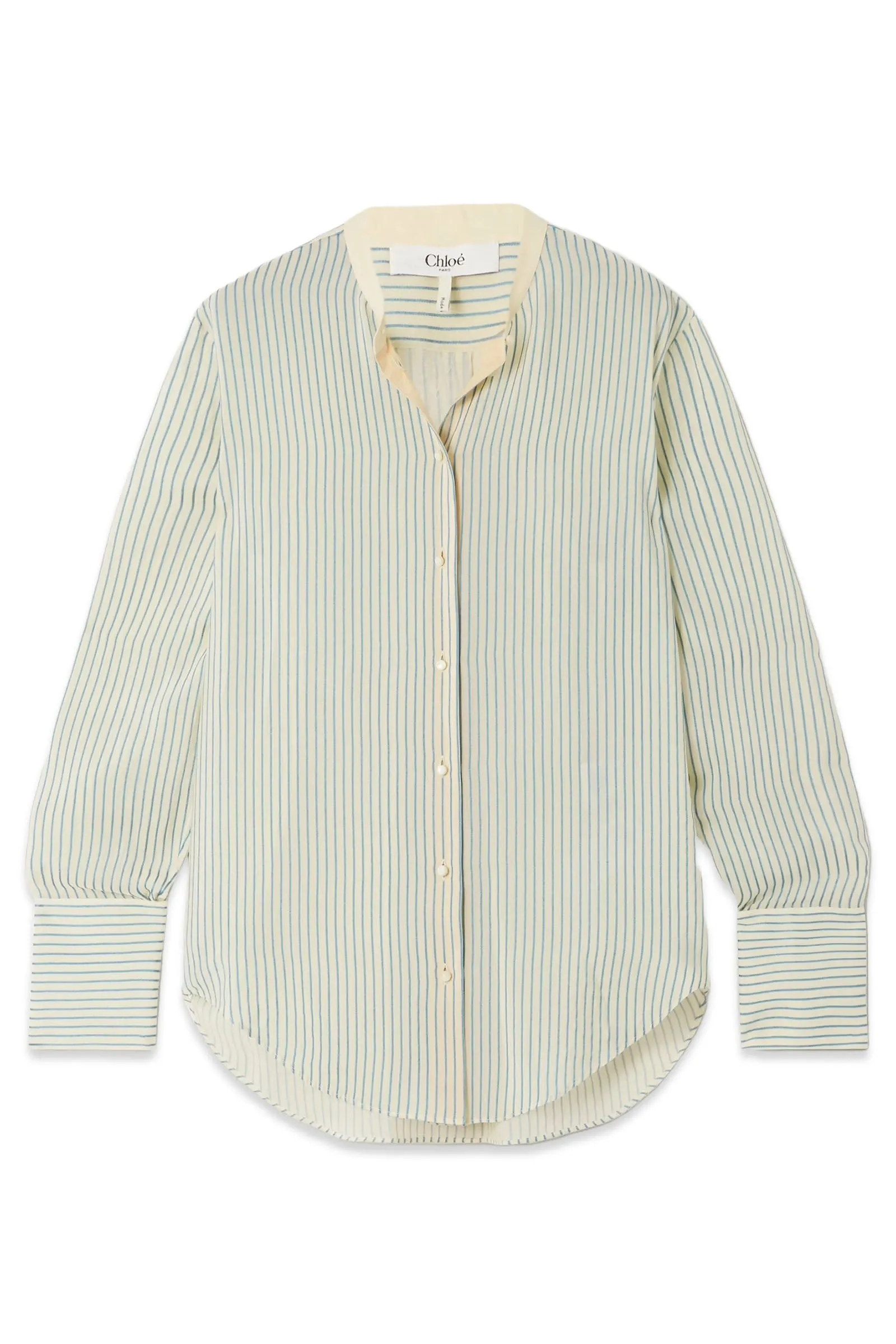 Cotton Poplin-trimmed Striped Silk Shirt