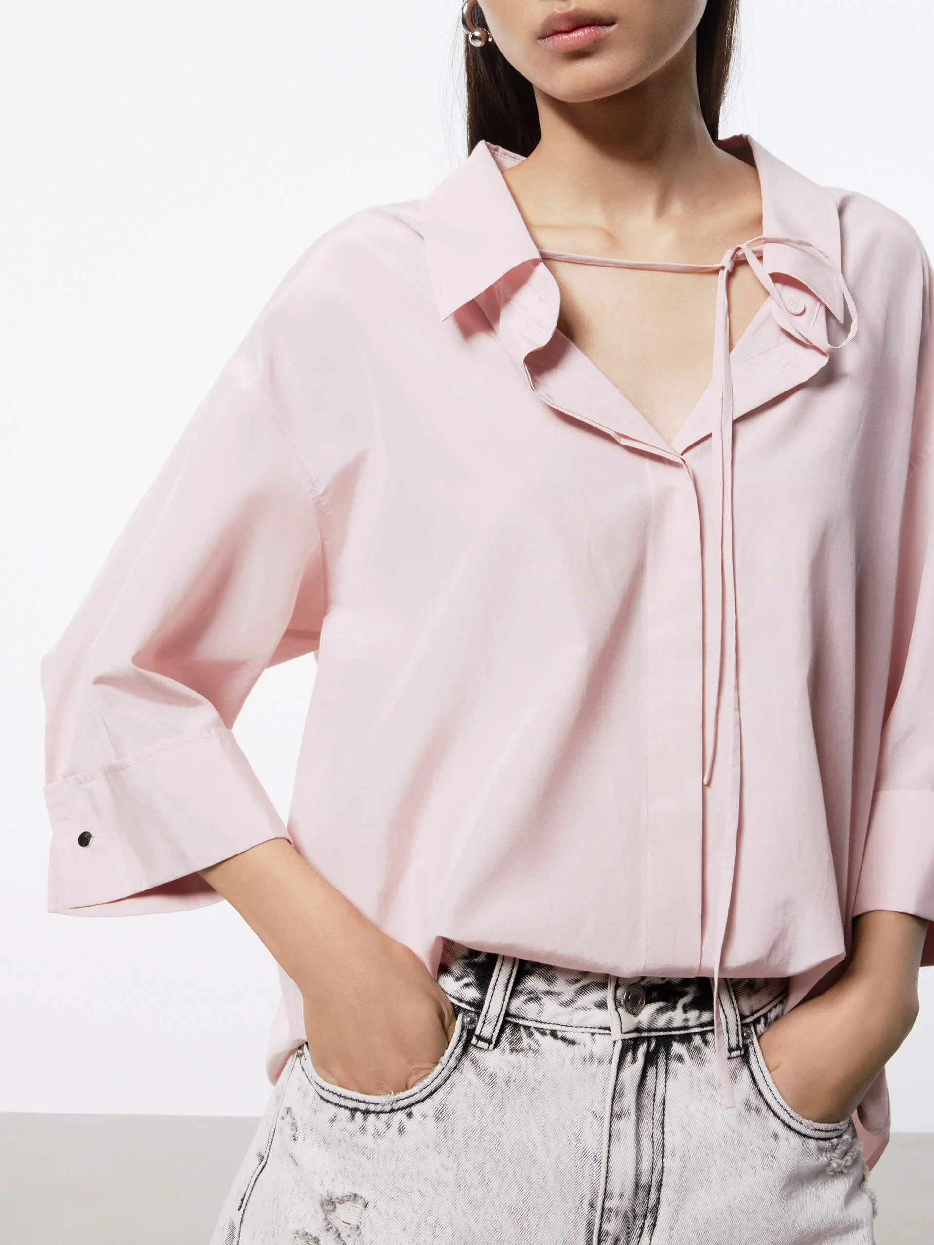 Cotton Silk Tie Shirt