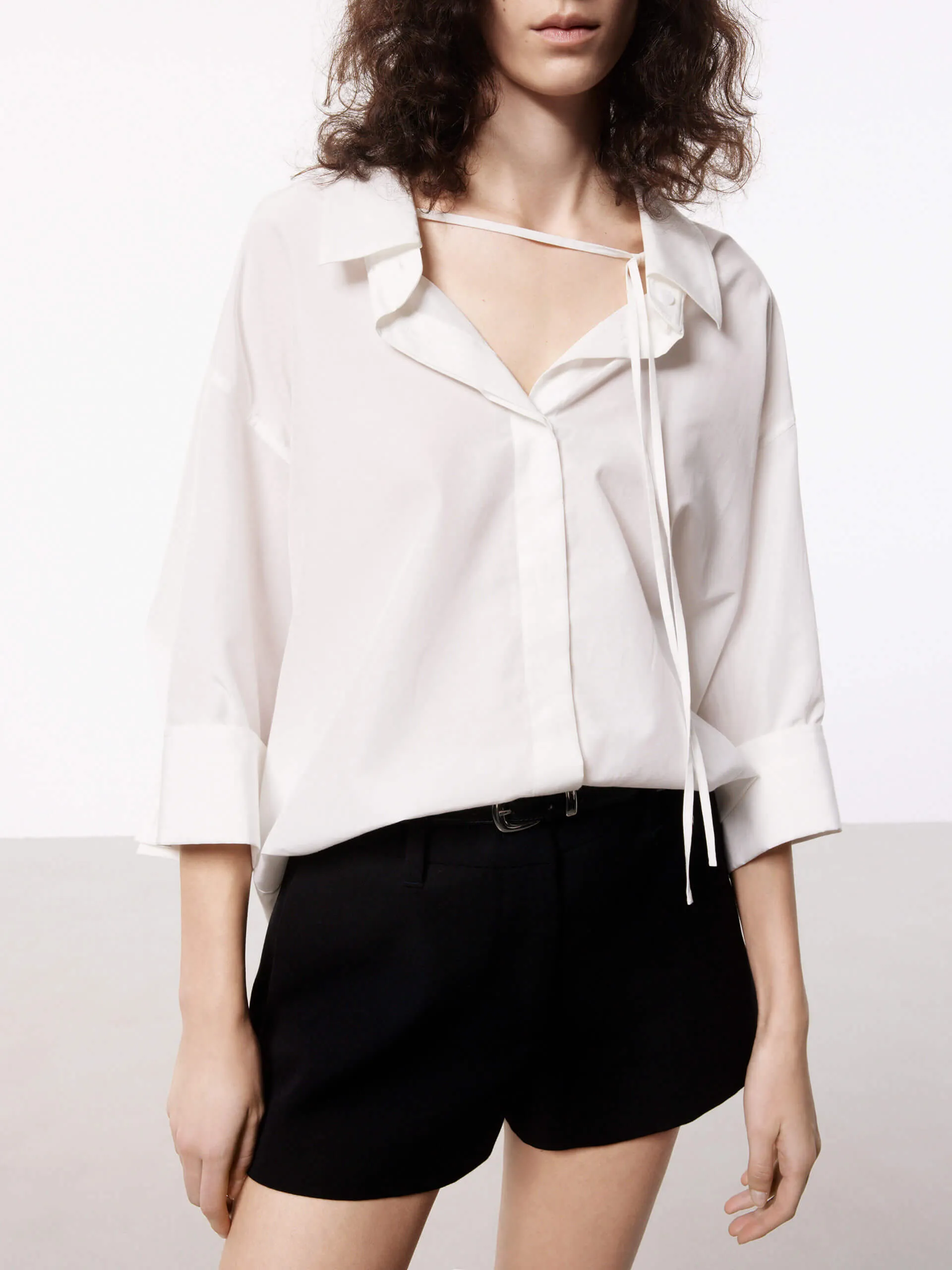 Cotton Silk Tie Shirt
