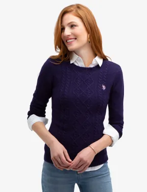 COZY CREW NECK CABLE SWEATER
