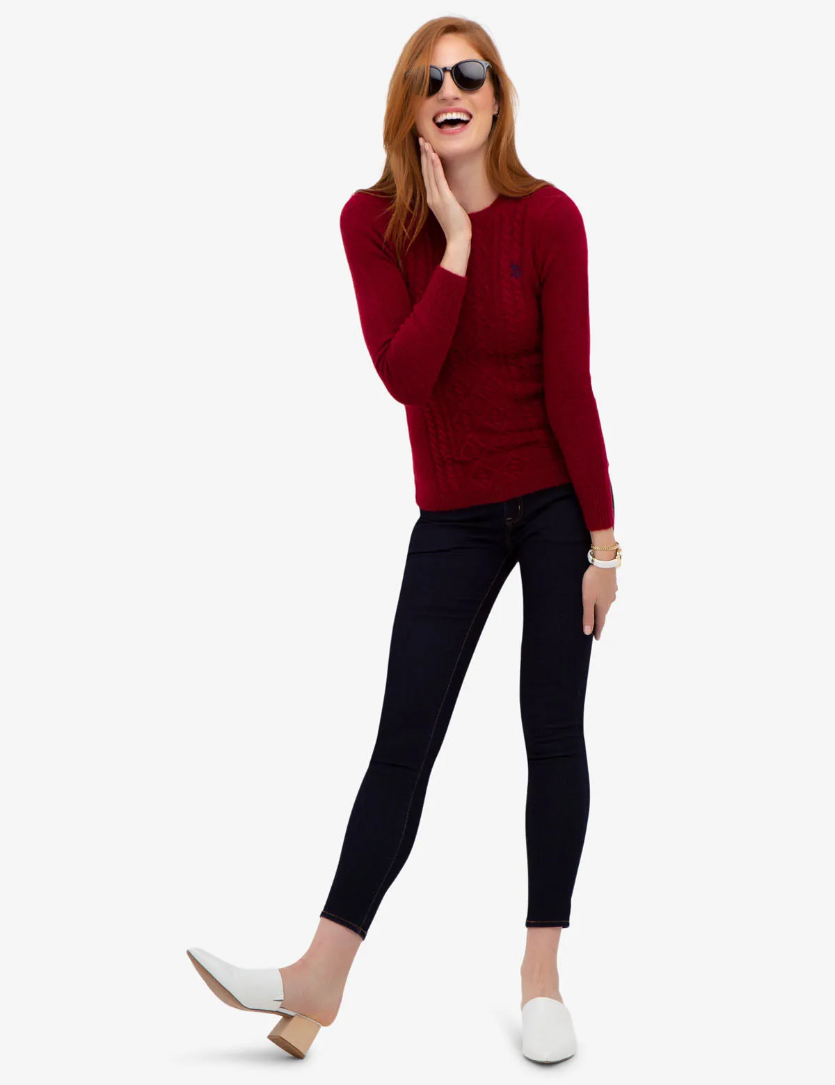 COZY CREW NECK CABLE SWEATER