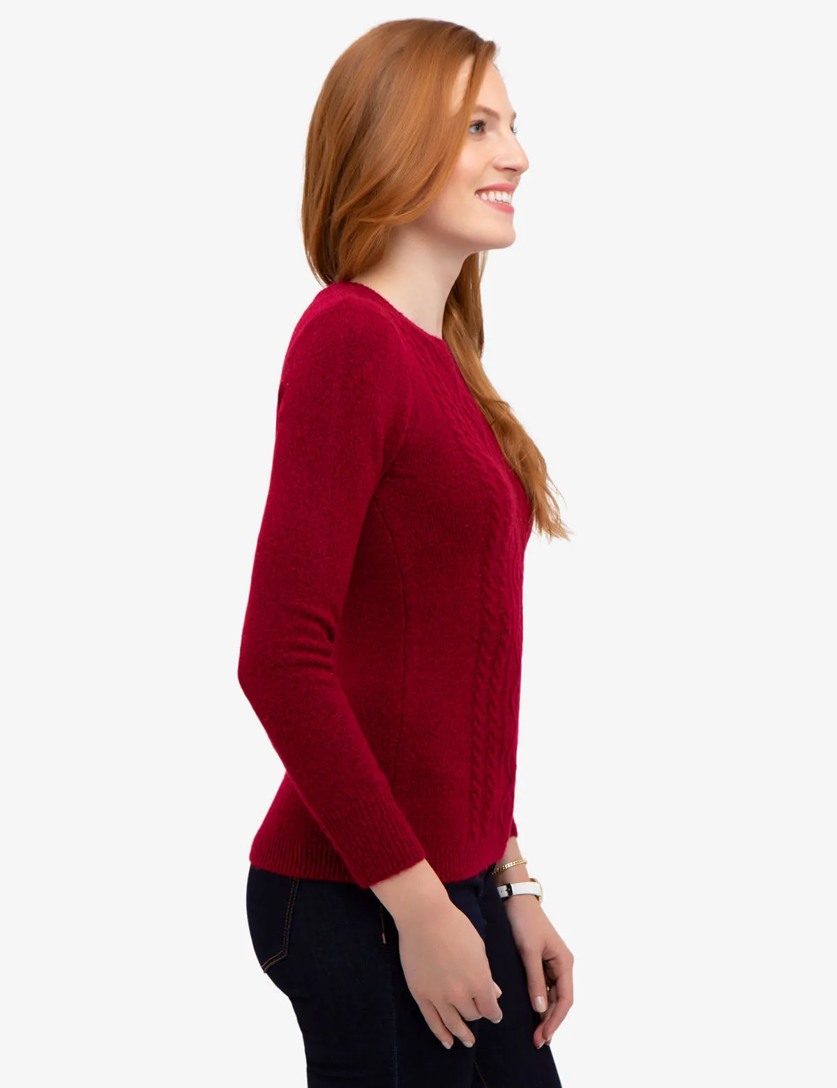 COZY CREW NECK CABLE SWEATER
