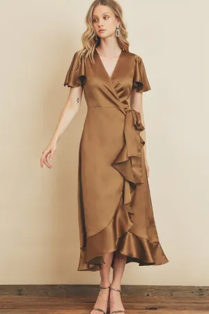 Dash Flutter Sleeve Dress in Champagne