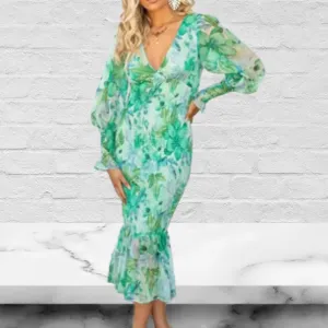 Garden Gathering Floral Smocked Waist Midi Dress