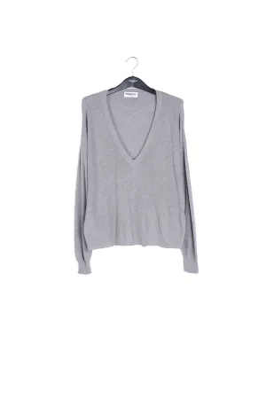 Grey oversized fine-knit sweater