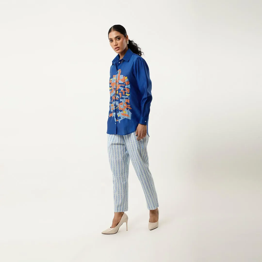 HOUSE EMB SHIRT WITH STRIPED PANTS
