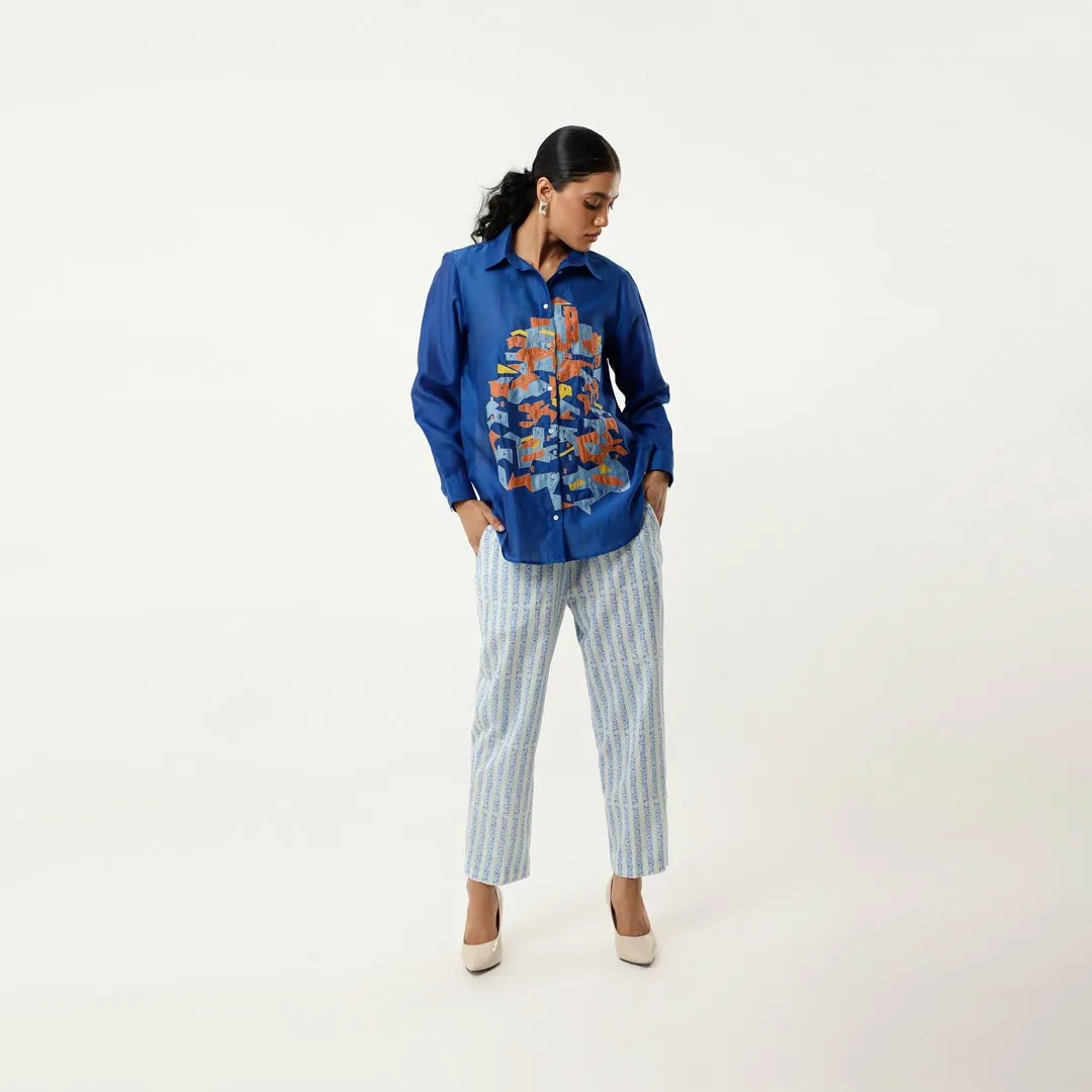 HOUSE EMB SHIRT WITH STRIPED PANTS