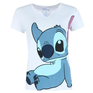 Jerry Leigh Women's Disney Stitch Short Sleeve V-Neck T-Shirt