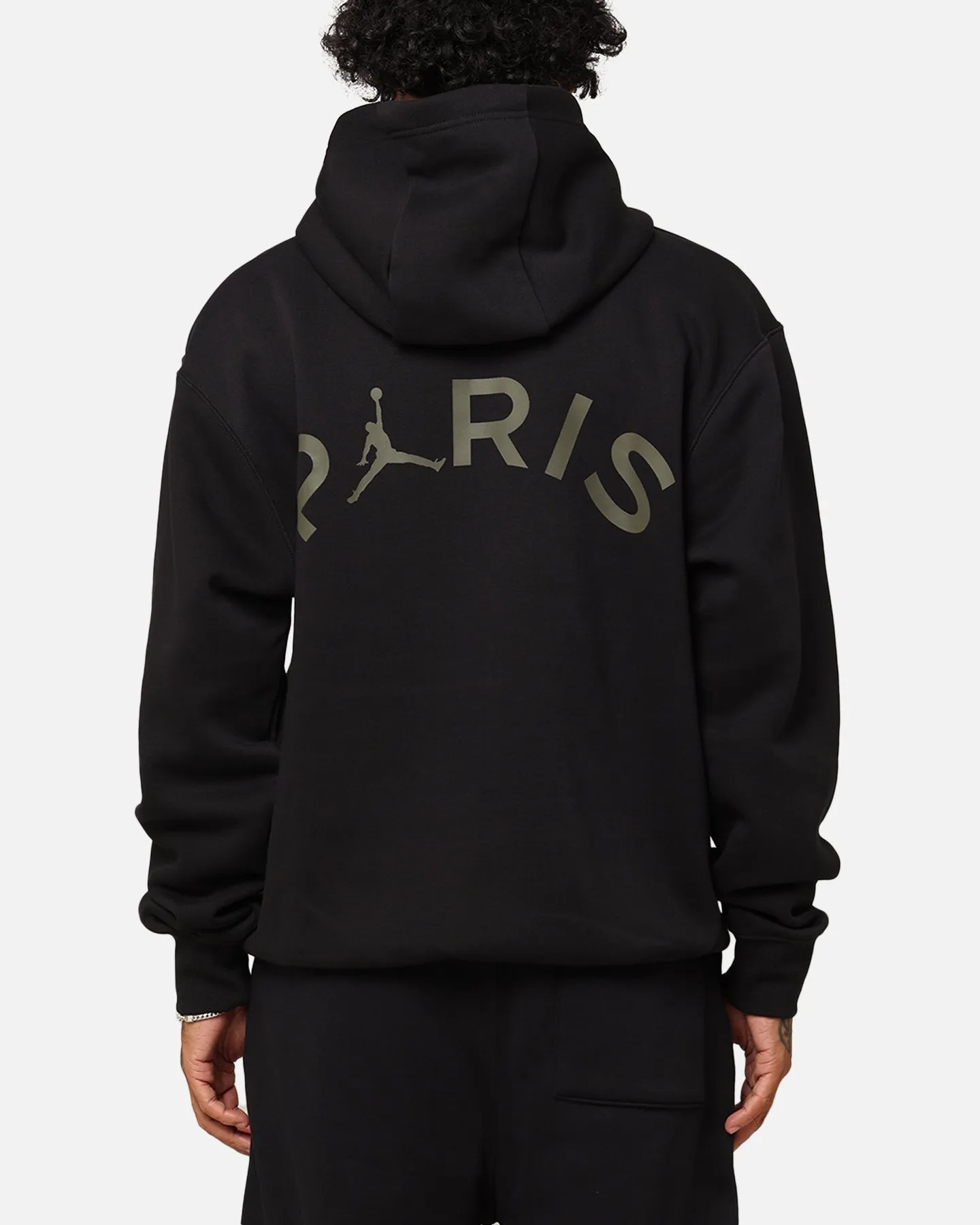 Jordan X Paris Saint-Germain Fleece Pullover Hoodie Black/Cargo Khaki