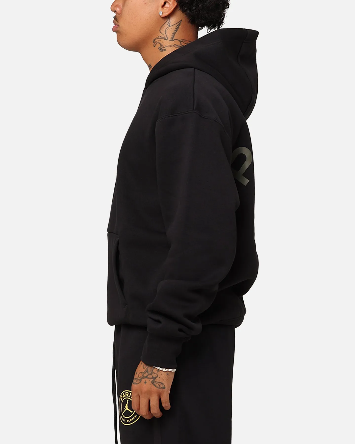 Jordan X Paris Saint-Germain Fleece Pullover Hoodie Black/Cargo Khaki