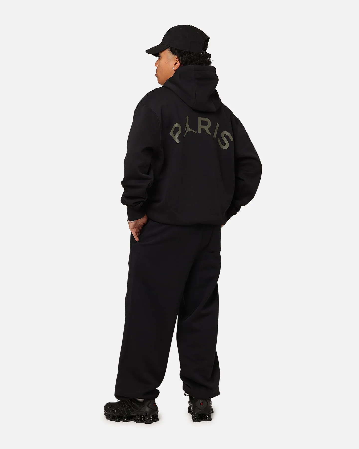 Jordan X Paris Saint-Germain Fleece Pullover Hoodie Black/Cargo Khaki