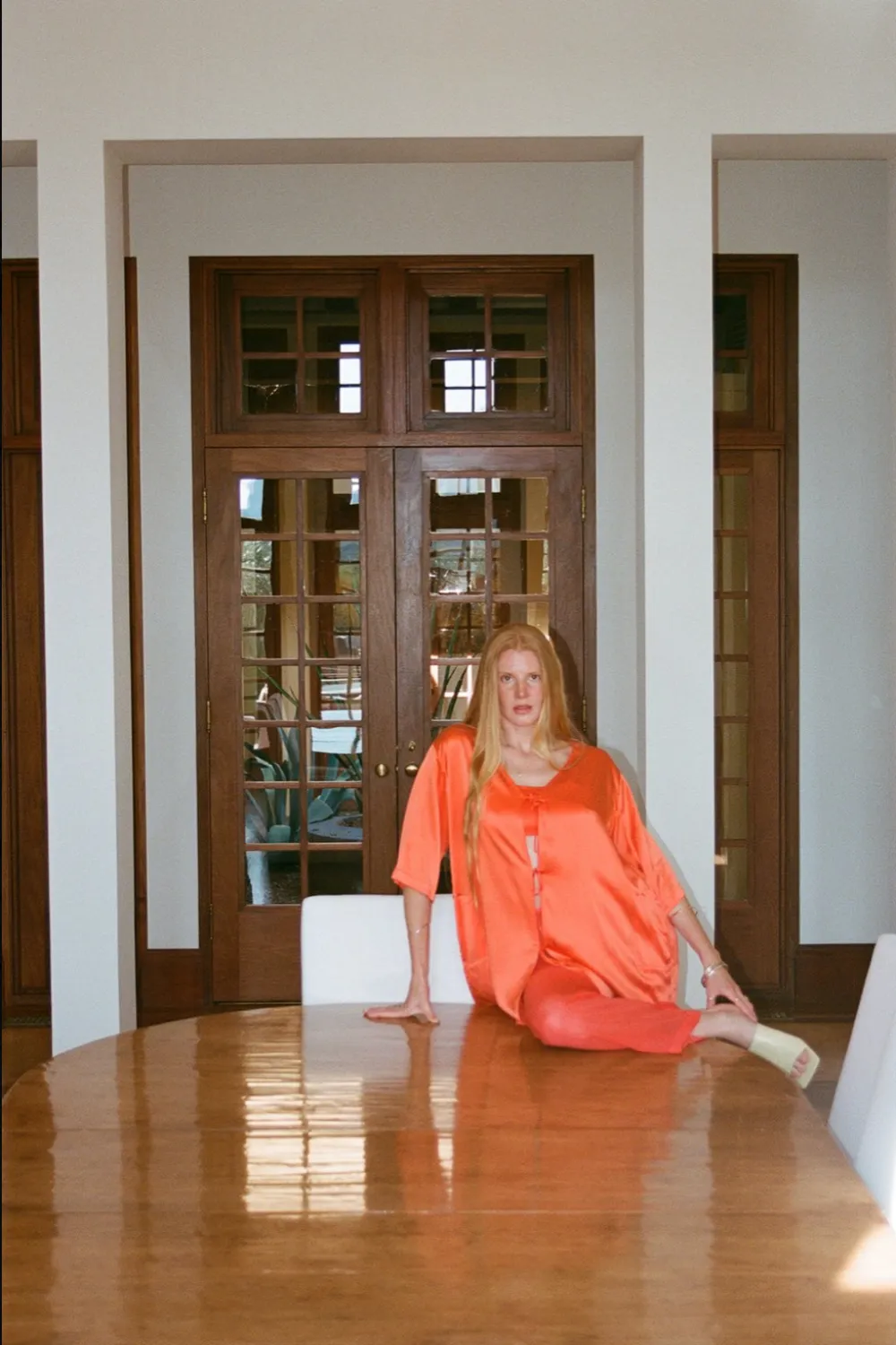 Lily Forbes - Milica Tie Top: Silk Charmeuse in Tangerine
