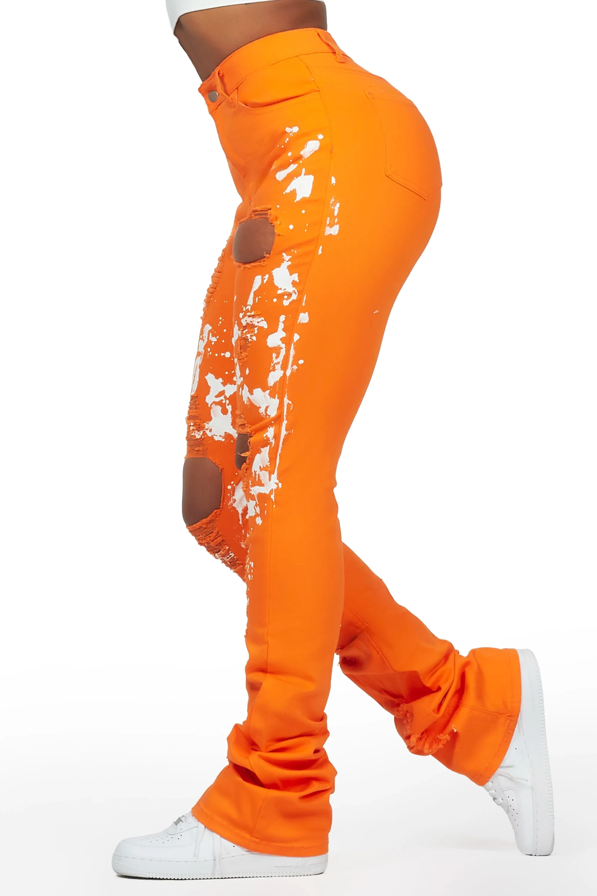 Naresh Orange Painted Super Stacked Jean