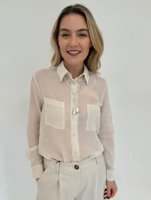 Orzo Sheer Blouse - Wool White