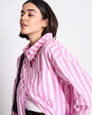 OVERSIZED SHIRT MAMRO HOT PINK STRIPED