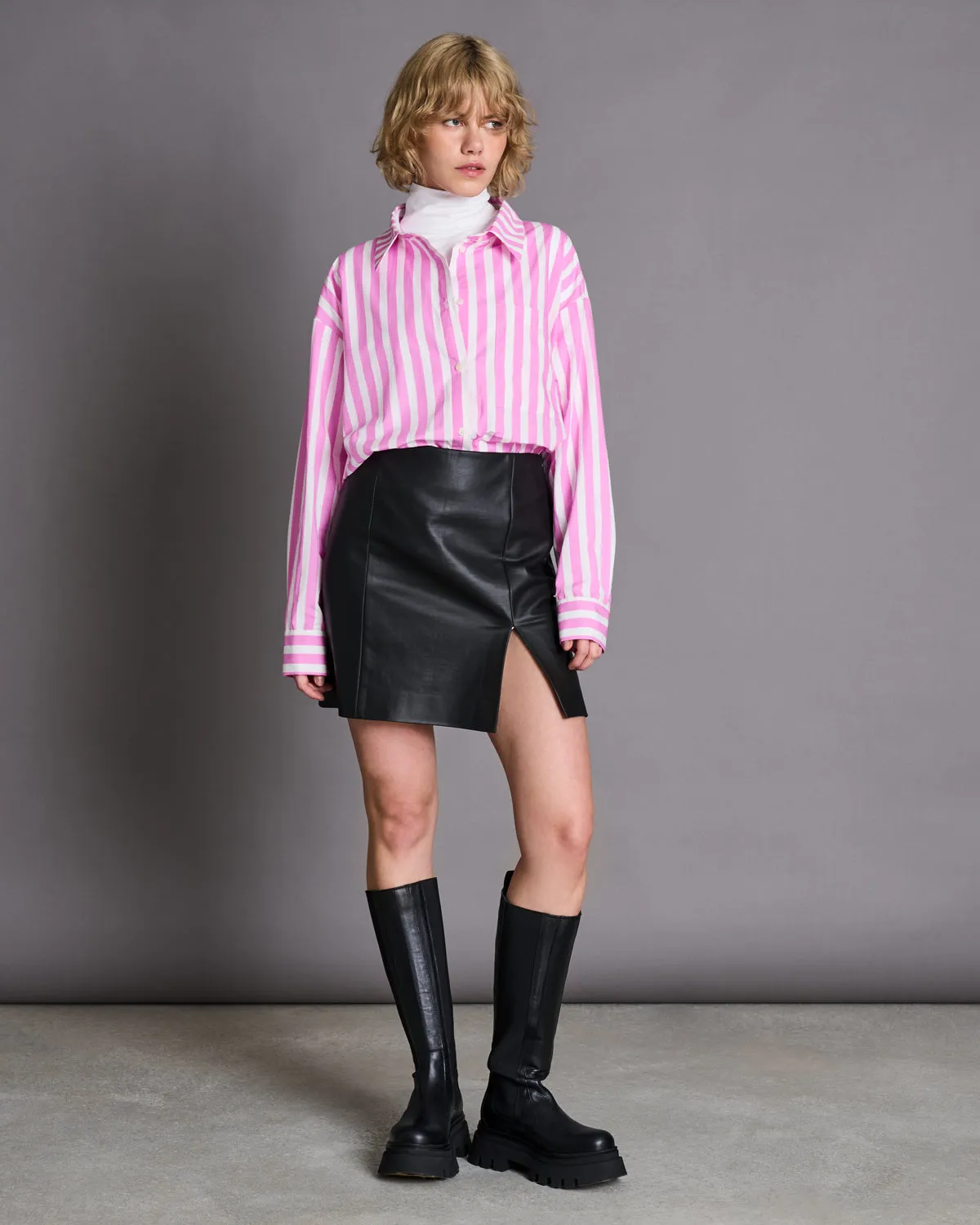 OVERSIZED SHIRT MAMRO HOT PINK STRIPED