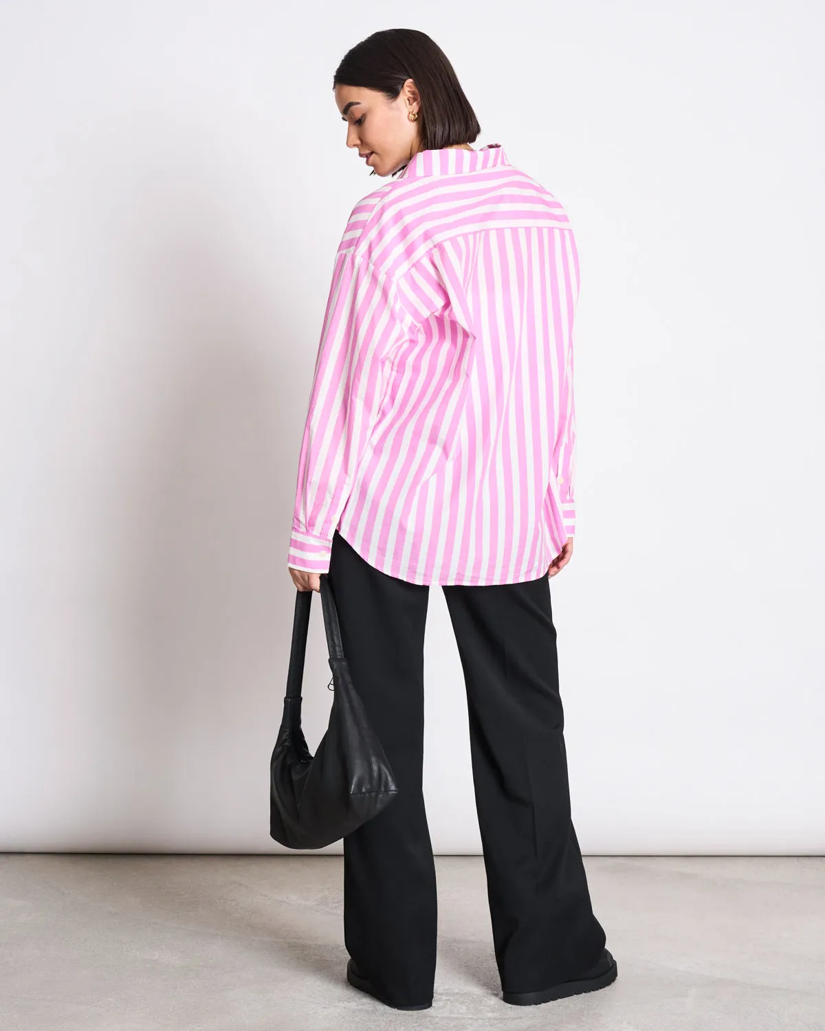 OVERSIZED SHIRT MAMRO HOT PINK STRIPED