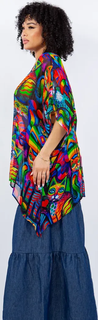 Owl & the PussyCat Oversize Tunic Top Lagenlook Boho Hippie Chic SML-6X 