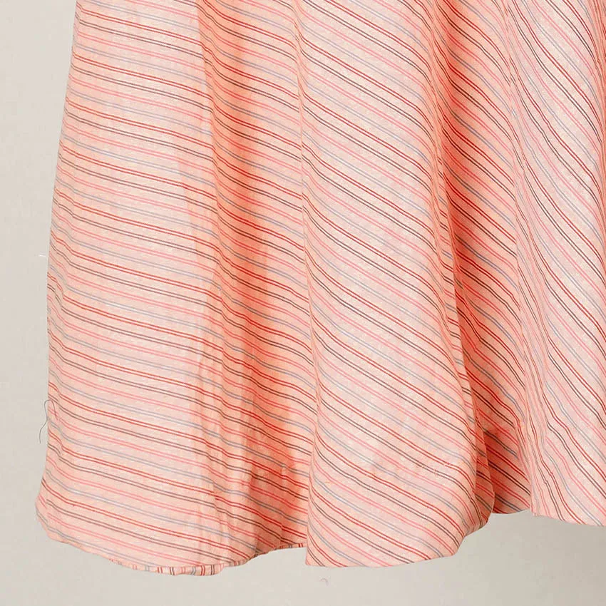 Peach -Plain Handloom Jhiri Cotton Wrap Around Skirt