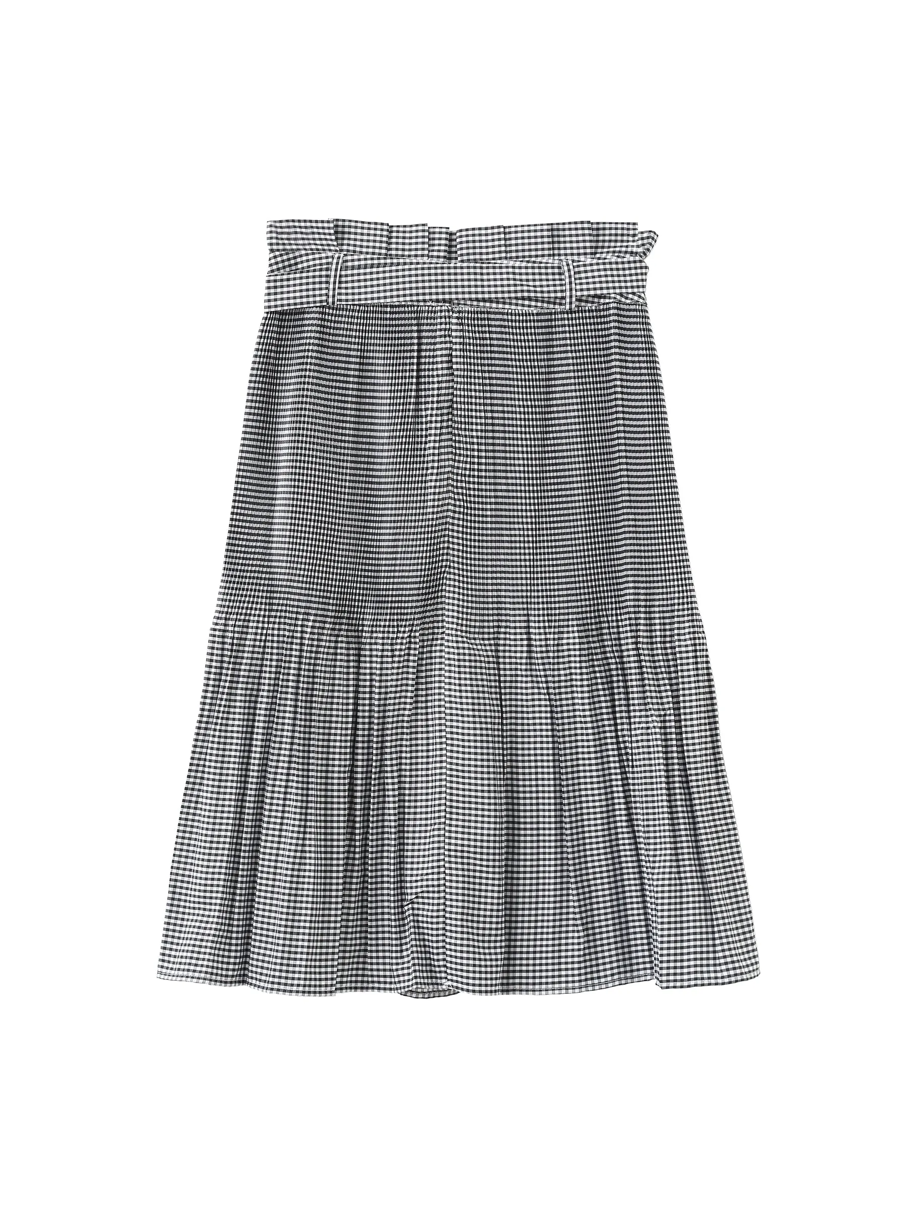 Plaid Pleated Midi Skirt