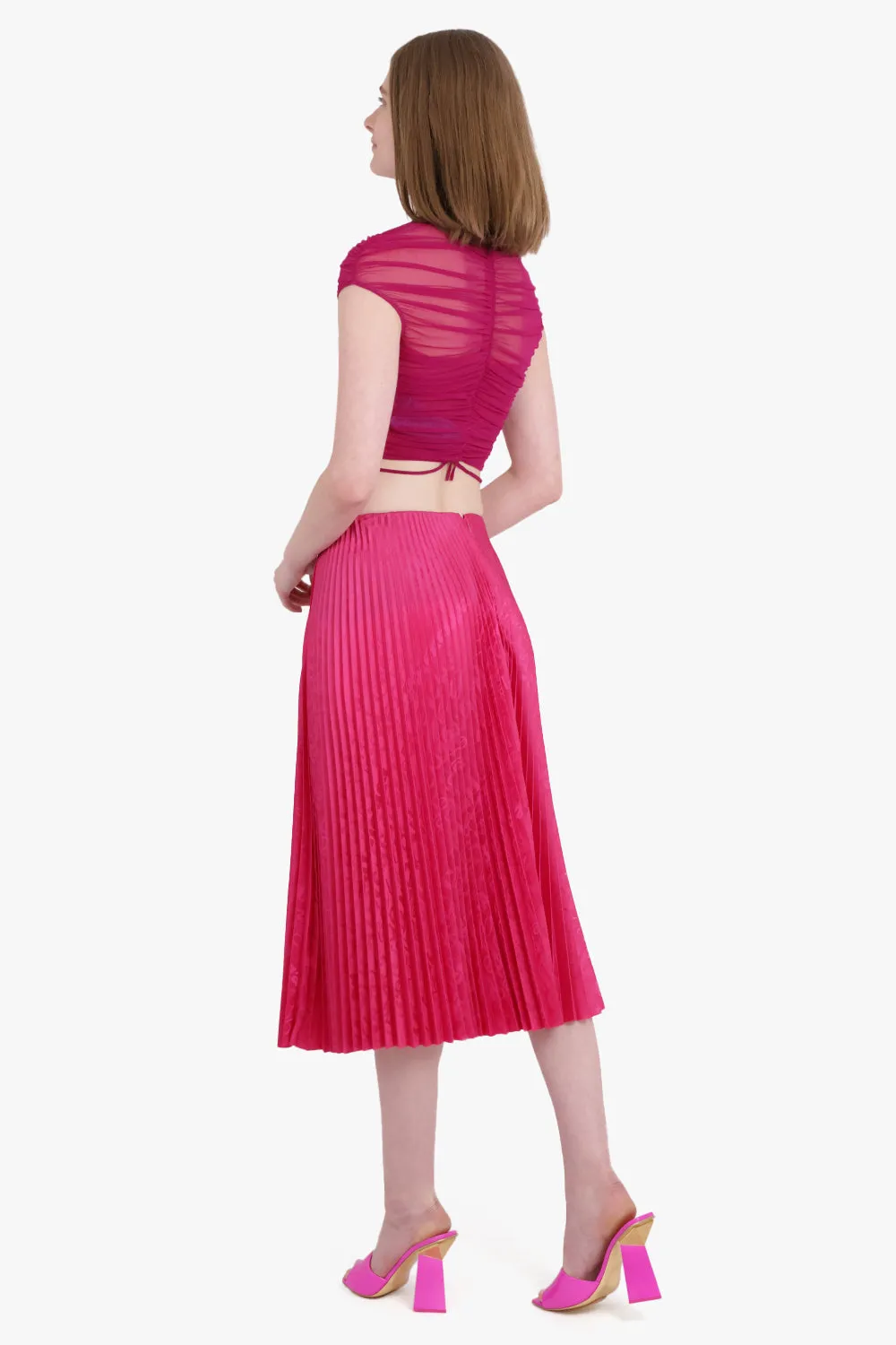 PLEATED KICK SKIRT | FUSCHIA