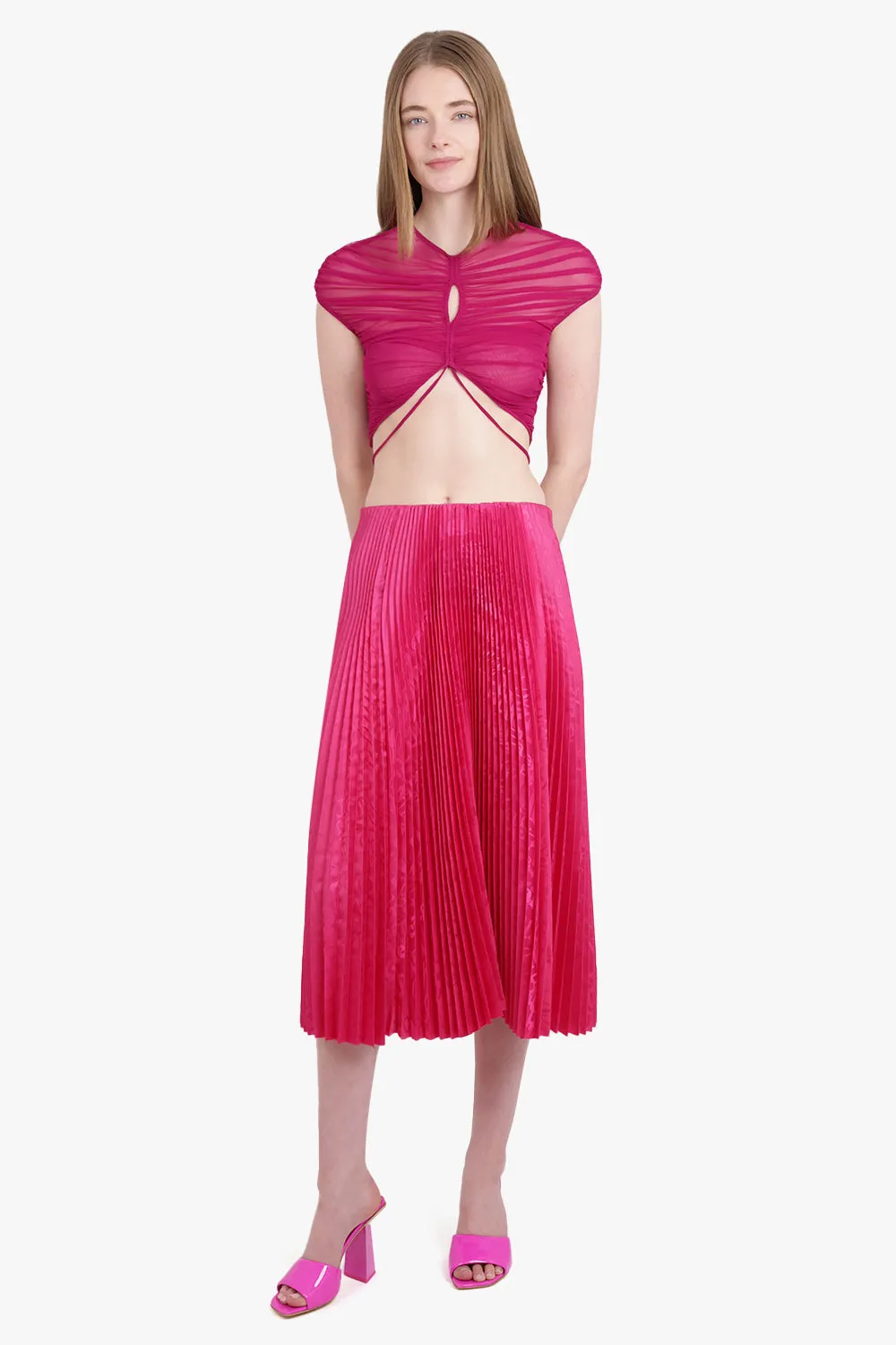 PLEATED KICK SKIRT | FUSCHIA