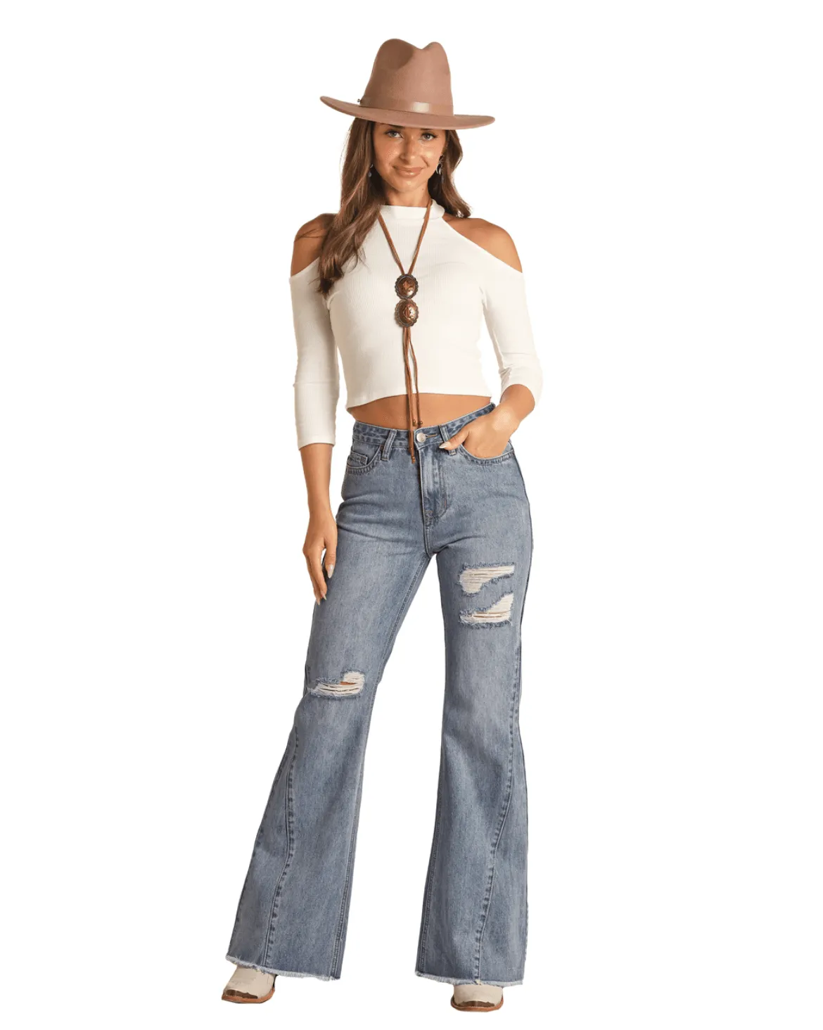 Rock & Roll Cowgirl Women's High Rise Palazzo Flare Jeans RRWD8HR0SH