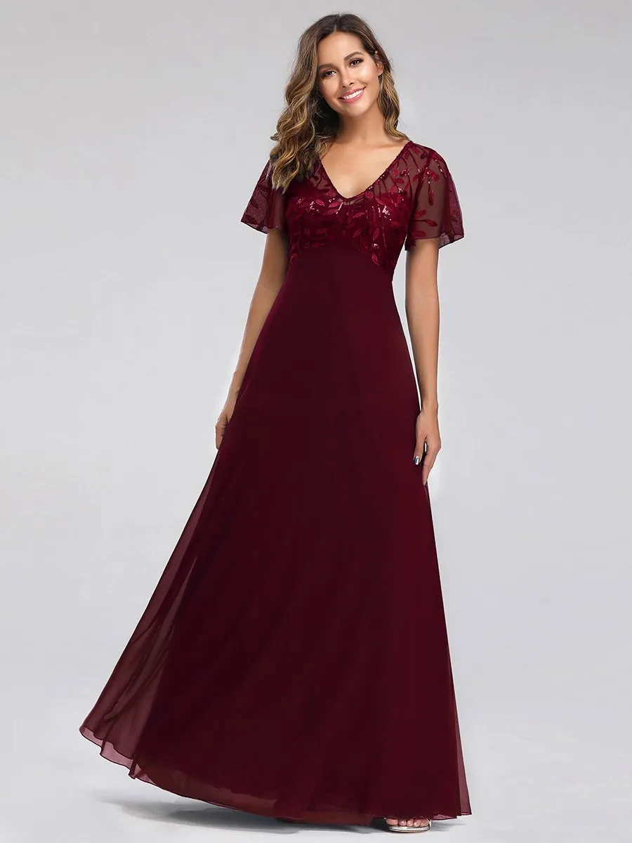 Shannon sequin leaf patterned chiffon mother of the groom dress