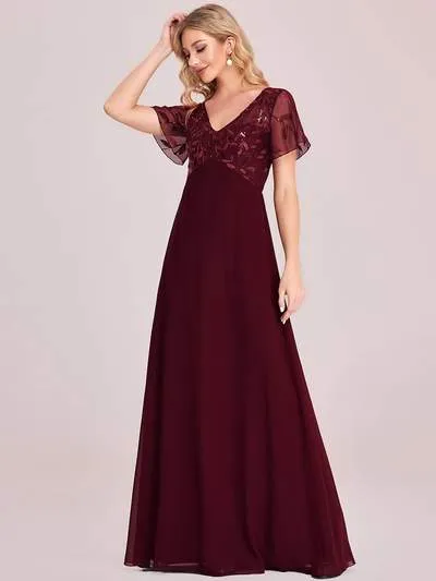 Shannon sequin leaf patterned chiffon mother of the groom dress