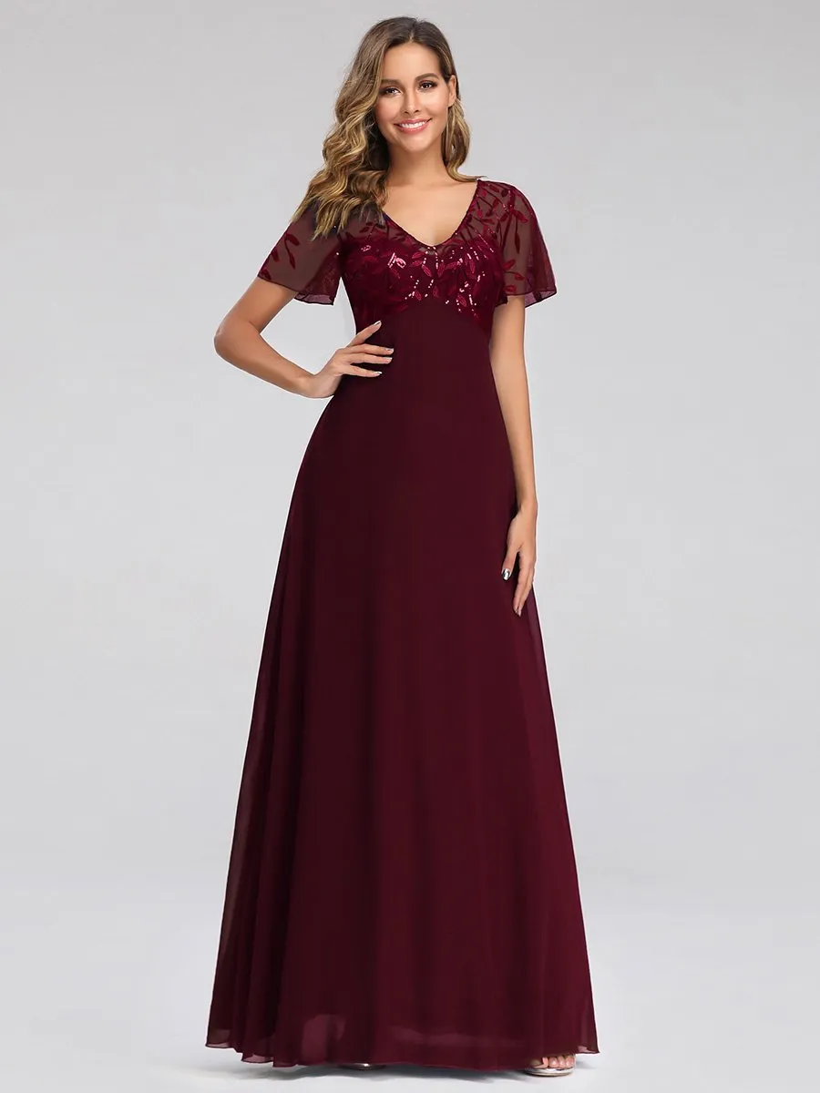 Shannon sequin leaf patterned chiffon mother of the groom dress