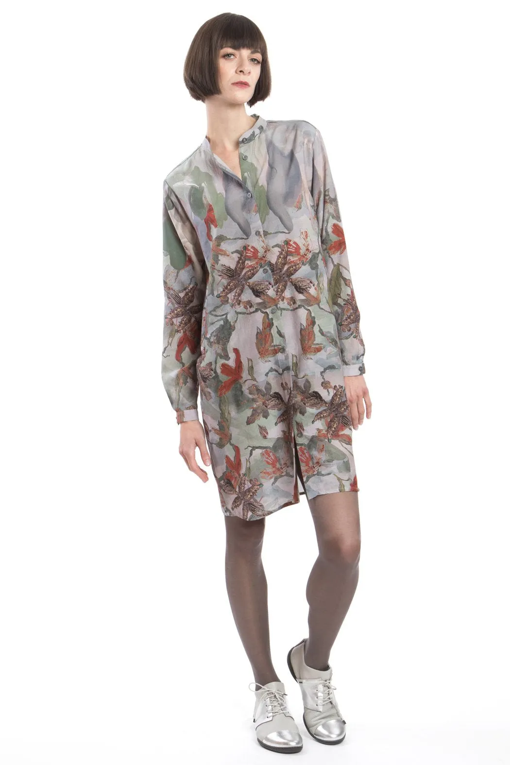 Shirt Dress Flower Red